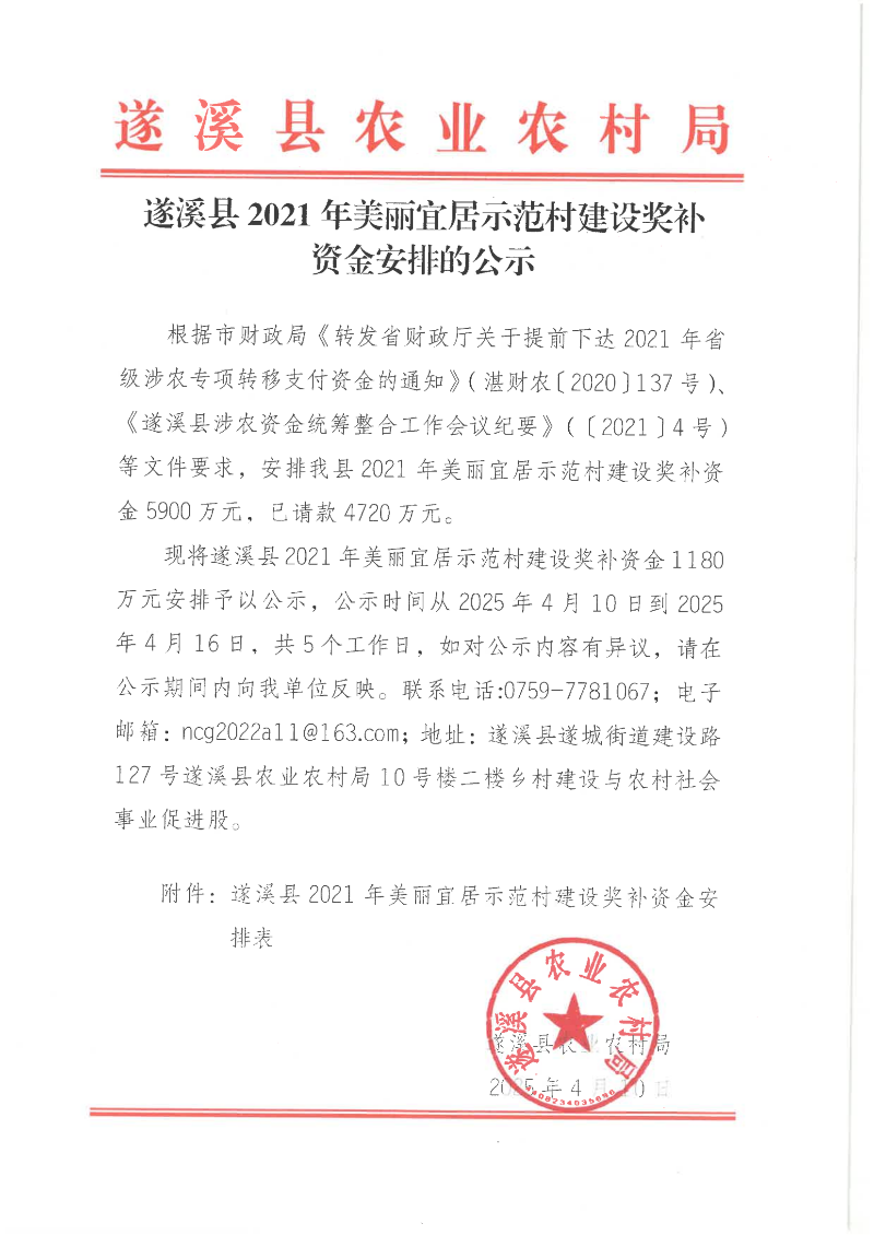 遂溪縣2021年美麗宜居示范村建設獎補資金安排的公示_00.png