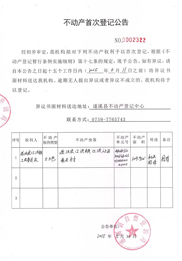 不動產首次登記公告（遂溪縣江洪鎮工會委員會）.jpg