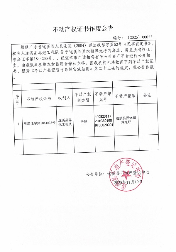 不動(dòng)產(chǎn)權(quán)證書(shū)作廢公告（遂溪縣界炮工程隊(duì)）.jpg